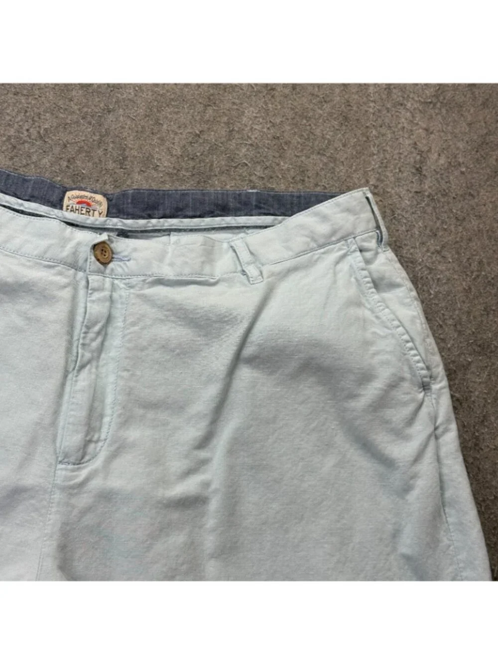 Faherty Tradewinds Linen Shorts Mens 40 Light Blue 10